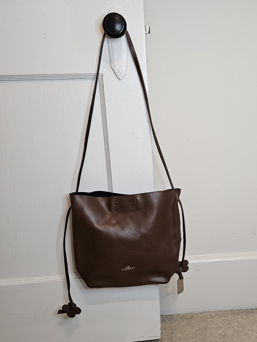 COACH DERBY Crossbody Shoulder Bag Soft BROWN Leather F58661